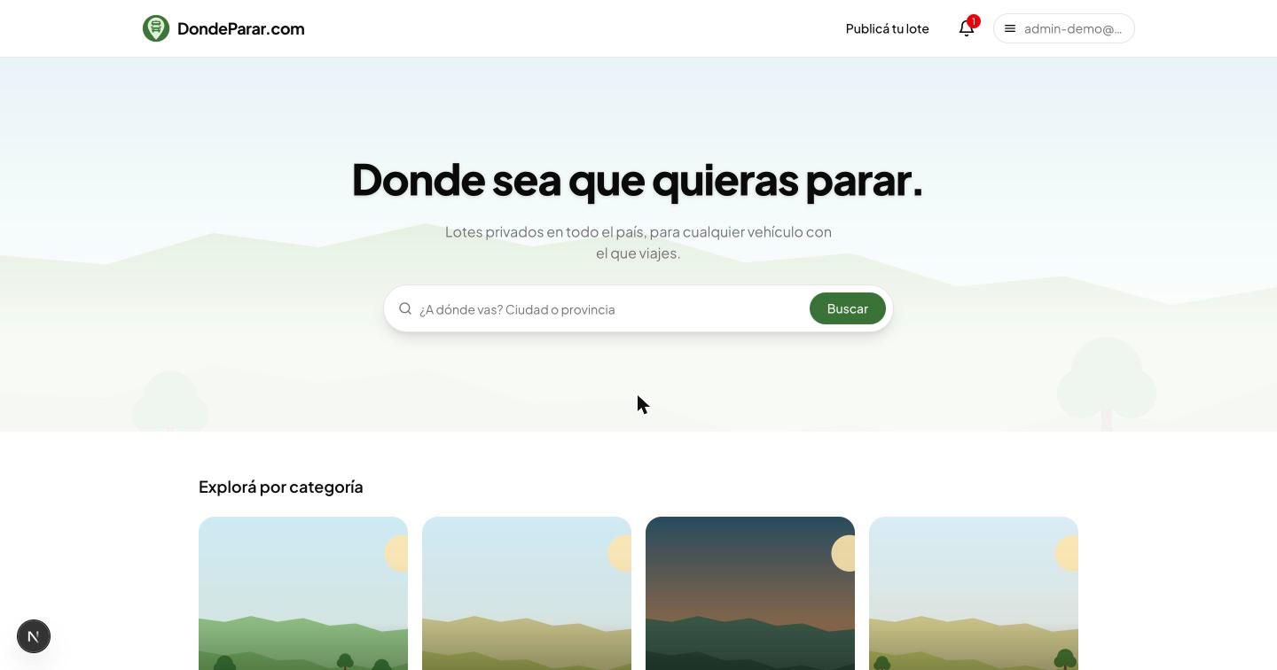 Home de DondeParar con el buscador de ciudad/provincia